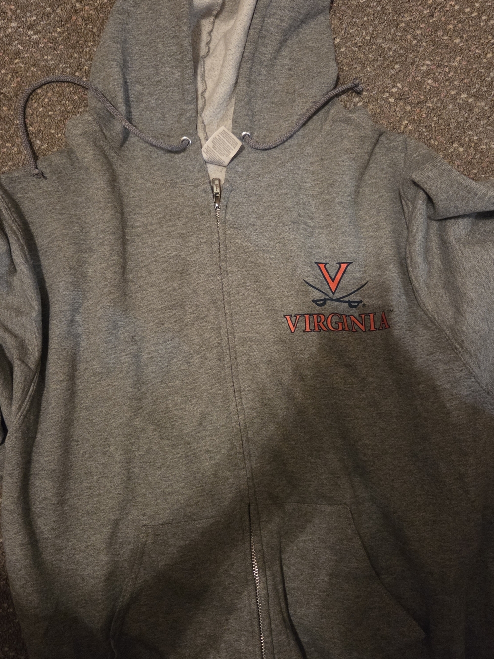 Hanes Gray Zip-Up Hoodie with Virginia Logo
